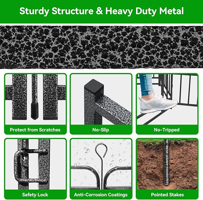 Dog Playpen Outdoor 24 Piece Panels Heavy Duty Dog Fence 32" Height with Thick Pipe Anti-Rust with Doors Portable for RV Camping Yard, Total 54FT, 227 Sq.ft, Snowy Black