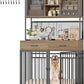 HITHOS 71" Tall Dog Crate Furniture, Indoor Dog Kennel with Hutch, 42" W Dog Cage for Large/Medium Dogs, Wood Dog Crates with 2 Storage Drawers, Heavy Duty Pet House, Rustic Brown