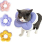 Cat Cone Collar Soft, Adjustable Kitten Cone After Surgery, Waterproof Recovery E Collar for Pet to Stop Licking(Purple Flower, Large)