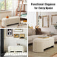 Storage Ottoman Bench Upholstered Corduroy End of Bed with Safety Hinge for Bedroom, Living Room, Entryway, Closet, Stool Modern Design Legs, No Installation Needed, White