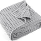 Carriediosa 100% Cotton Waffle Weave Blanket 400GSM Breathable Thermal Blankets for Bed Couch Sofa Soft and Cozy Throws for All Season Home Decor, 50"X 60" Light Grey
