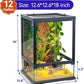 360° Clear View 12 Gallon 18x12.6x12.6 Glass Reptile Terrarium Suitable for Bearded Dragon, Chameleon, Crested Gecko, Multi-Pet Enclosure with Front Door, Excellent Ventilation, Hidden Wiring Holes