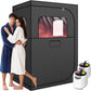 MIXC Full Body Portable Personal Saunas Box for Home, 2 Person Steam Sauna at Home Spa with 2.6L & 1500W, Two-Person with 2 Foldable Chairs, Remote Control, Home Sauna for Gym, Black