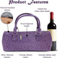 Wine Clutch Bag (Thermal Insulated) Trendy Women’s Carry Tote | Holds Red & White 750mL Bottles | Trendy Fashion | Incl. Portable Waiter-Style Corkscrew (Purple Burmese)