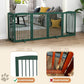 Freestanding Pet Gate for Dogs, Foldable Wooden Dog Gate for House, Extra Wide Indoor Pet Barrier for Stair, Doorway, Hall, Support Feet Included, 120 Inch Wide, 6 Panels 24",Green