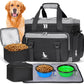 IGOLUMON Dog Travel Bag Large Pet Travel Bags Set for Supplies Weekend Travel Kit Tote Organizer Multi-Pockets Food Travel Bag with 2 Extra Large Food Containers, 2 Dog Bowls, 1 Feeding Mat
