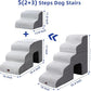 Pettycare Dog Stairs Ramp for High Beds and Couch,Curved Dog Steps for Small Pets, Pet Stairs Non-Slip Balanced Portable Puppy Ramp Indoor, 5 Steps,Grey