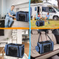 Petskd Extra Large Cat Carrier with Litter Box 24"x17"x17" for Medium Large Cat or 2 Small Cats, Collapsible Soft Sided Pet Carrier for Car Travel with Lockable Safety Zippers(Blue)
