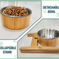 Dog Bowls Elevated, 12-inch High, 5-Cup Cap - Set of Bamboo Holder, Stainless Inner Dish and Stand - Ideal for Medium to Large Breeds - All-Detachable Parts