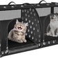 Double Cat Car Travel Carrier, Twin Compartment Show House Cat Cage/Condo，Portable Pet Crate for 2 Cats Travel Double Dog Crate Set for Long Distance Travel