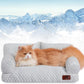 Hollypet Cooling Dog Cat Pet Couch Soft Calming Sofa Bed for Medium Small Cats and Dogs, Gray, 24"x 18"x10"