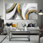 Large Abstract Wall Art - Modern Black White Gold Tones Hand Drawn Textures Ink Graffiti Canvas Painting Artwork for Home Bedroom Living Room Office Hallway Bed Above Decor 29"X58"
