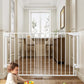 Cumbor 31.6-48" No Bottom Bar Baby Gate for Stairs, 2-in-1 Auto Close Dog Gate Indoor, Hardware Mounted Pet Gate for Doorways with Large Walk Thru Door, Child-Proof Safety Gate for Kids (White)