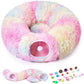 Odoland Cat Tunnels Bed with 20 Cat Toys for Indoor Cats, Plush Cat Couch Tunnel Bed for Kitten, Cat Cave Donut Tunnel - Detachable Soft Cat Bed and Variety Kitty Toy Set, Pink