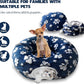Cat Tunnel for Indoor Cats, Cute Peekaboo Cat Cave with Dangling Balls, Pet Donut Tunnel Bed with Circle Mat for Puppy Kitten Rabbit, Blue Paw