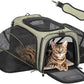 Petsfit Expandable Rabbit Carrier Bunny Carriers, 16 Inch Airline Approved Pet Carrier with 2 Extensions, Soft Washable Cushion, Self-Locking Zipper Head, Built-in Safety Rope, Fit for Travel