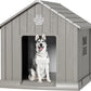Large Dog House Outdoor Indoor for Medium Large Dogs, Durable Plastic Waterproof Doghouse with Air Vents and Elevated Floor, Easy Clean and Assemble (Grey, 37.2" L x 40" W x 40" H)