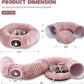 Bubble Cat Tunnel for Indoor Cats, Round Peekaboo Cave Toy with Dangling Balls, Donut Tunnel Bed with Circle Mat for Puppy Kitten Rabbit, Dusty Pink