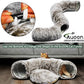 AUOON Cat Tunnel Bed - Cat Donut Tunnel with Soft Plush Circle Cushion for Indoor Cats Kitten Kitty Puppy Rabbit Ferret (Brown)