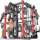 Smith Machine Power Rack Multifunctional Power Cage Deep Squat Rack Cable Crossover System Selectable More Training Attachment for Garage & Home Gym