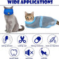 Patelai 5 Pcs Cat Bathing Bag Set Cat Grooming Bag Adjustable Pet Shower Net Muzzles Nail Clipper Tick Remover Tool Massage Brush(Blue)