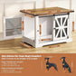 VOPEAK 43.3" XL Dog Crate Furniture, Chew Resistant Dog Crate for Medium Large Dogs, Heavy Duty Extra Large Dog Crate Dog Kennel Indoor with Double Doors, Wooden End Table for Living Room, White