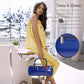 Wine Clutch Bag (Thermal Insulated) Trendy Women’s Carry Tote | Holds Red & White 750mL Bottles | Trendy Fashion | Incl. Portable Waiter-Style Corkscrew (Blue Burmese)