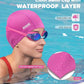 Aegend Fabric Swim Cap, Silicone Waterproof Layer - Breathable Cloth Swimming Cap, Keep Hair Dry with Hight Elasticity for Youth(8-16) Adult, 2 Sizes to Choose