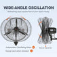 VEVOR 24 Inch 3-Speed 7000 CFM Black Waterproof Wall Mount Oscillating Fan