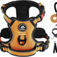IVY&LANE No Pull Dog Harness for Large Dogs, Dog Vest Harness with Leash, Safety Belt and Storage Strap, Fully Adjustable Harness, 360° Reflective Strip, Soft Handle (Orange,X-Large)
