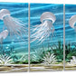 SYGALLERIER Coastal Metal Wall Art Handcrafted 3D Jelly Fish Aluminum Artwork Modern Sea World Pictures Contemporary Abstract Sculpture for Living Room Bedroom Bathroom Decor
