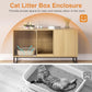 Litter Box Enclosure for 2 Cats, Fluted Hidden Cat Litter Box Furniture with Scratch Pad and Metal Legs, Modern Double Room Kitty House for Living Room, Washroom, 47.2”L x 17.7”W x 25.9”H, Natural