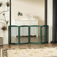 Freestanding Pet Gate for Dogs, Indoor Wooden Dog Gate for House, Foldable Dog Gate for Doorway, Stair, Step Over Pet Puppy Safety Fence Tall, 80 Inch Wide, 4 Panels 32", Green