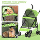 Magshion Compact Pet Stroller for Small-Medium Dogs/Cats up to 22lbs, 4-Wheel Lightweight Umbrella Shaped Portable Puppy Travel Jogger with Breathable Mesh & Rear Storage, Lawn Green Polka Dots