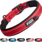 Fida Heavy Duty Dog Collar, Ultra Comfortable Soft Neoprene Padded, Adjustable Reflective Nylon Pet Collar with Durable Metal Belt Buckle for Medium Breeds (M, Red)