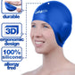 3D Swim Caps - Ear Protection Swimming Cap for Women & Men - Silicone, Waterproof - Fits Long & Short Hair - Adult & Youth