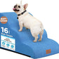 Dog Ramp and Stair for Bed 16" H-20 H,3-Step Cat Stair for Sofa and Chair,4-Step Dog Ramp for High Bed and Window,Durable Nonslip Fabric Cover for Indoor (Blue-16“H, Pet Friendly, 3)
