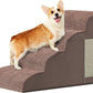 Dogs Steps for Bed, Dog Stairs for Small Dogs, 4-Step Dog Ramp for Bed, Couch, Sofa, and Chairs, Non-Slip Bottom Design, Cat Scratching, High Density Foam Portable Pet Step, Indoor, Coffee