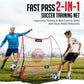 Soccer Rebounder, 2-in-1 Soccer Rebound Net, 6'x4.7' Large Net & 6'x16" Small Net, Soccer Bounce Back Net Practice for Team Volley Passing Solo Training, Football Trainer with Carry Bag Cones