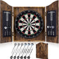 Sisal Dart Board Cabinet Sets, Decorative Dart Boards for Adults [6*Steel Darts] - Wooden Dartboard Cabinet with Integrated Scoreboard for Family Game Rooms