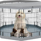 PJYuCien Dog Playpen, 8 Panels 36”H Dog Playpen Indoor with Grey Bottom Pad and Top Cover, Metal Foldable Dog Pen for Indoor Use, Better for Small Medium Animals, Grey