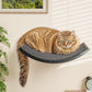 Gray Cat Wall Shelf with Grey Sisal Mat, Curved Cat Bed for Scratching and Resting, Wall Mounted Hammock for Large Cats