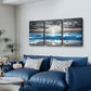 TTHYUEWS Beach Wall Art For Living Room Canvas Wall Decor For Bedroom Office Decorations Blue Sea Wave Paintings Black And White Wall Pictures Artworks Bathroom Canvas Art Modern Home Decor 3 Piece