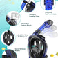 Mask Fins Snorkeling Gear for Adults, Full Face Snorkel Mask & Adjustable Swim Fins Snorkel Set, Panoramic View Snorkel Mask Dry Top Anti-Fog Anti-Leak