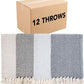 Arkwright Common Ground Bulk Blankets - Pack of 12 - Reversible 100% Cotton All Season Lightweight Couch Bed Throws for Wedding Guests, Travel, and Outdoor Events, 50 x 70 in, Checkered