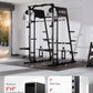 Mikolo Smith Machine, 2200lbs Squat Rack with LAT-Pull Down System & Cable Crossover Machine, Training Equipment with Leg Hold-Down Attachment