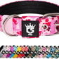 TSPRO Tactical Dog Collar 1.25 Inch Wide Thick Dog Collars with Heavy Duty Metal Buckle, Durable, Strong, Adjustable for Small Dogs (Camo Pink S)