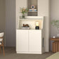 Large/Tall Litter Box Enclosure, Modern Wooden Litter Box Furniture for XL Litterbox with Open Shelf as Sideboard Cabinet (White)