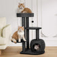 KAMABOKO Modern Cat Tree, 39" Tall Cat Tree Black for Kittens Climb Play & Rest, Cat Trees for Indoor Cats w/Natural Sisal Scratching Posts, Hand-Woven Condo & Top Perch