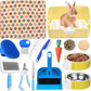 15 Pcs Rabbit Starter Kit Small Rabbit Litter Box Animal Grooming Kit Bunny Toys Bowl Blankets with Cleaning Set for Guinea Pig Accessories(Blue)